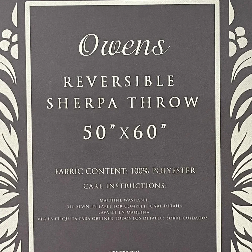 Owens Gray and White Reversible Sherpa Throw